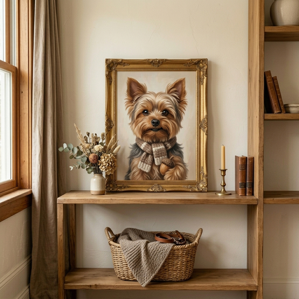 Playful Yorkie custom portrait mockup