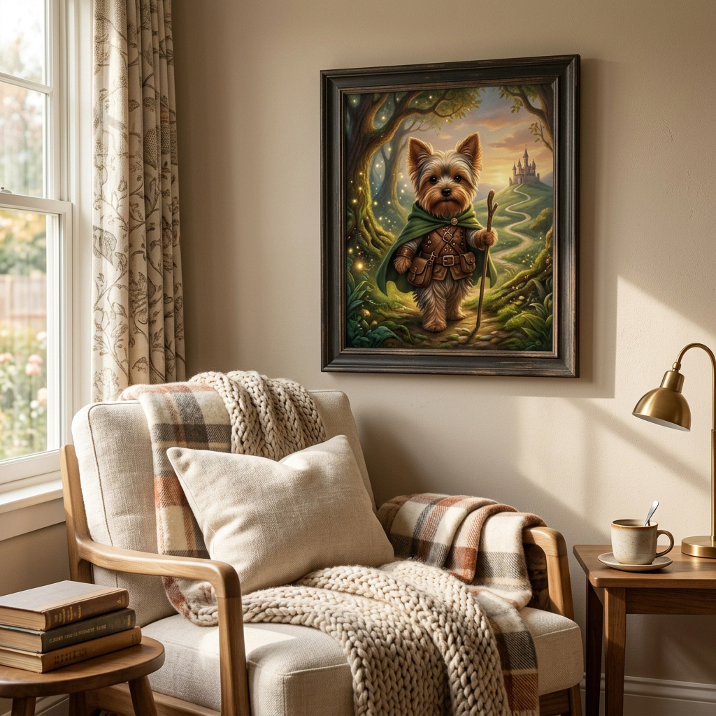 Storybook Yorkie adventure portrait mockup